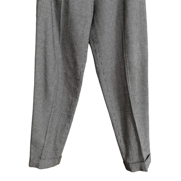 ANN TAYLOR Vintage 90s Wool Blend Houndstooth Trousers Tapered Leg High Rise 14 - Picture 6 of 16